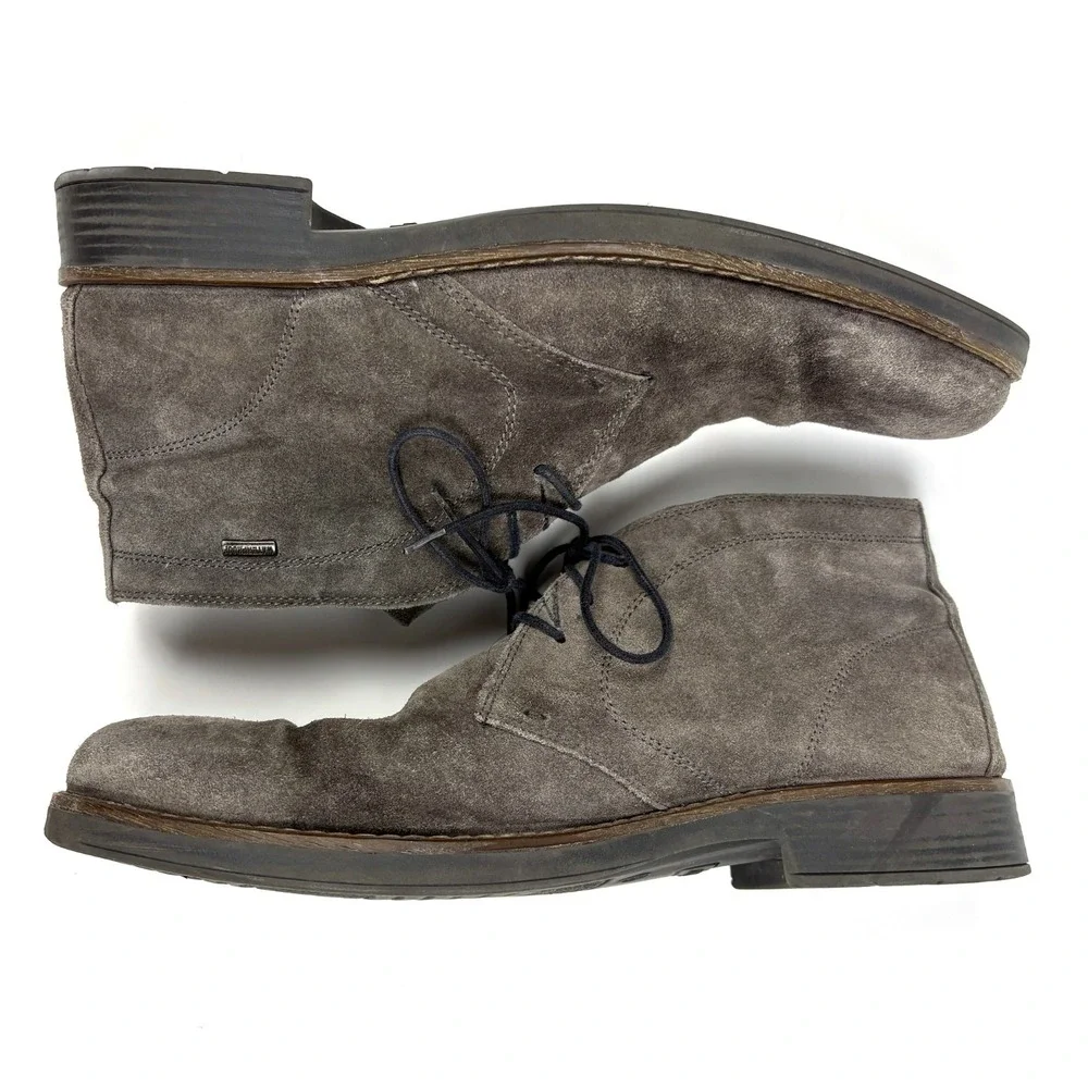 Nordstrom Mens Shop Grayson Waterproof Suede Chukka Boot Sz 46 12.5/13 Gray Itly